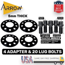 4x 5mm Wheel Spacers 5x112mm C.B 66.56mm & Bolt 14x1.5 FIT Mercedes Stock Wheels picture
