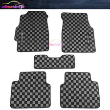 For 94-01 Acura Integra Black Gray Plaids Nylon Floor Mats Carpets w/ Spoon picture