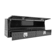 60-Inch Black Aluminum Contractor Truck Top Side Tool Boxes with Locking Drawers picture