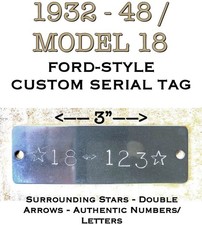 Old Ford Style 1931 - 1948 Serial No Model 18 V8 Hand Stamped Tag NOT ENGRAVED picture