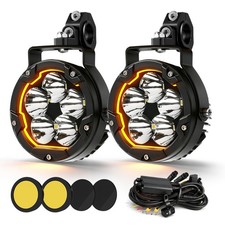 2x Motorcycle LED Auxiliary Lights Headlight Yellow White Spot Driving Fog Lamp picture