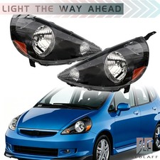 Factory Halogen Headlights For Honda Fit 2007-2008 Black Housing Set Left+Right picture