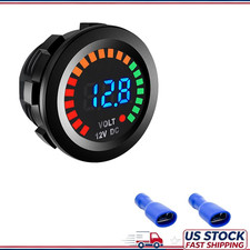 Waterproof DC 12V LED Digital Voltmeter Gauge Terminals, Universal Round Panel B picture