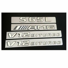 Chrome Trunk Fender Letters Emblems Badge for Mercedes Benz S65L AMG V12 BITURBO picture