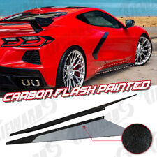 CARBON FLASH LOOK Side Skirts For 20-24 Corvette C8 Rocker Panel GM Z51 Style picture