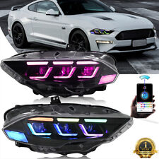 Pair RGB LED Headlights For Ford Mustang 2018-2023 Head Front Lamps Assembly picture