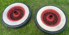 2-Antique Tires with Rims DENMAN TIRE COMPANY White Wall Warren Ohio RARE AS IS picture