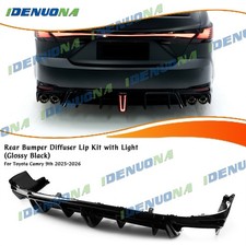 For 2025-2026 Toyota Camry SE XSE Gloss Black LED Rear Bumper Diffuser Lip Yofer picture