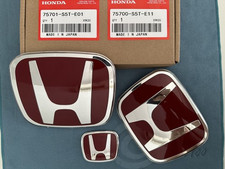Red Front&Steering&Rear Emblem Fits Honda Civic Sedan Coupe SI EX SE 2006-2015✔️ picture