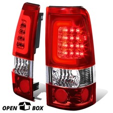 [OPEN-BOX]CHROME RED 3D LED BAR TAIL LIGHTS LH+RH FOR 99-03 SILVERADO / SIERRA picture
