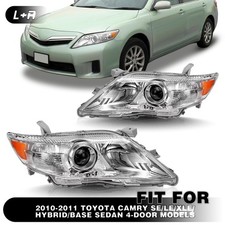 For 2010 2011 Toyota Camry SE LE XLE Sedan Chrome Clear Headlights Assembly Pair picture