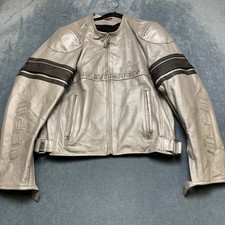 Icon Motosports Perforated Leather Motorcycle Pursuit Jacket Men 3XL Silver Gray picture