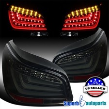 Fits 2004-2007 BMW E60 5-Series LED Bar Glossy Black Housing Smoke Tail Lights picture