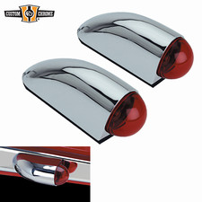 Pair Mini Marker Lights W/ Amber+Red Lens Single Filament Chrome Fit For Harley picture