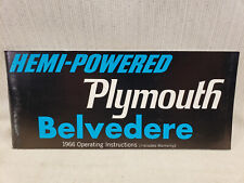 1966 PLYMOUTH Hemi Belvedere Owners Instruction Book Owner's Manual 66 ~ORIGINAL picture