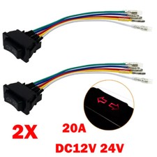 2X Car Power Window Switch 5Pin/Wire Arrows UP/DOWN Red LED Light Universal picture