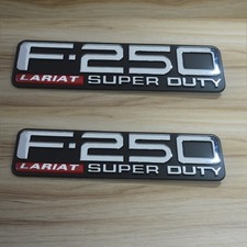 2Pc Fender Emblem For 99-04 F250 Lariat Superduty Side Badges Chrome Red Black picture