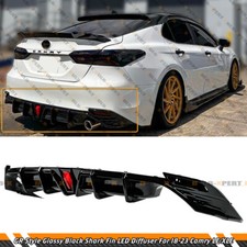 GLOSS BLACK GR STYLE REAR BUMPER LED DIFFUSER FOR 2018-2024 TOYOTA CAMRY LE XLE picture