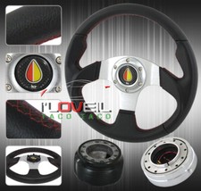 320mm Pvc Leather Wrapped Steering Wheel + Removable Quick Release Chrome + Hub picture