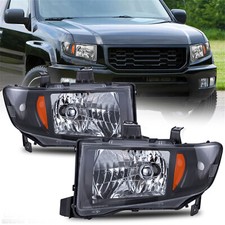 Headlights Headlamps Assembly For 2006-2014 Honda Ridgeline Black Amber Pair picture