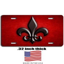 Fleur-de-lis vanity  license plate car truck SUV tag black and red picture