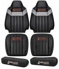 05 06 07 Ford F250 F350 F450 Harley Davidson Full Front Leather Seat Covers BLK picture