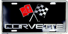 Chevrolet Corvette Black Aluminum License Plate - American Made picture