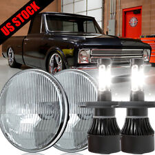 Pair 7 inch LED Headlights Round DOT Approved Hi/Lo Lamp For 1967-1972 Chevy C10 picture