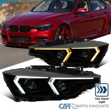 Smoke Fits 2012-2015 BMW F30 3-Series Projector Headlights Sequential LED DRL picture