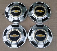(4) FOUR CHEVY TRUCK DOG DISH HUBCAPS 1/2 TON 73-87 DRIVER CONDITION OEM C10 2WD picture