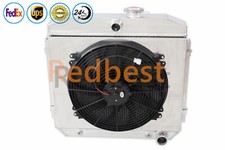 3 Rows Alu Radiator+Shroud+Fan For 55-57 Chevy Small Block 150/210 SBC V8 AT MT picture