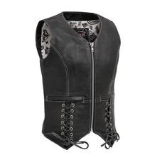 FirstMFG FIL578CDM Love Lace MC Leather Vest Motorcycle Leather Vest picture