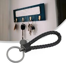 Black Braided Faux Leather Strap Keyring Keychain Car Key Chain Ring Key Fob AU picture