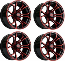 GTW Spyder 14 inch Red/Black Aluminum Golf Cart Wheel | 3:4 Offset | Set of 4 picture