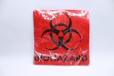 (12-Pk) Biohazard Decal  Fluorescent Red 5-3/4 x 6 picture