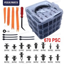 670PCS Car Body Retainer Clips Auto Fasteners Push Trim Pin Rivet Bumper Kit US picture