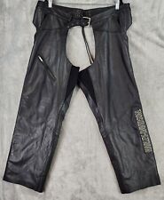 Harley-Davidson Chaps 2XL Black Leather Logo Motorcycle Outdoor Riding Gear picture