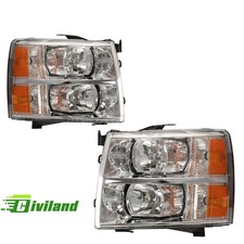 1 Pair Chrome Housing Headlights For 2007-2013 Chevy Silverado 1500 2500HD picture