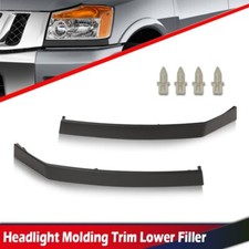 2PC Headlight Molding Trim Lower Filler Fit For Nissan 2004-15 Titan Armada QX56 picture
