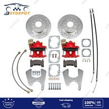 Rear Disc Brake Kit With Red Calipers For 1968-1974 GM F/X-Body 10 & 12 Bolt St picture