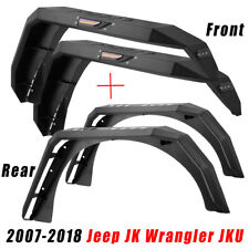 4Pcs for 2007-2018 Jeep JK Wrangler JKU w/ LED Lights Front + Rear Fender Flares picture