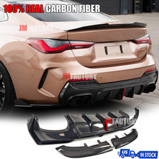 Carbon Fiber Rear Bumper Diffuser Lip+ Corner Fit BMW 4 Series G22 G23 M440i 21+ picture