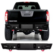 Vijay For 2005-2021 Nissan Frontier Steel Rear Bumper Black Texture w/LED Lights picture