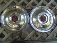 TWO 1952 52 CADILLAC CADY FLEETWOOD DEVILLE ELDORADO HUBCAPS WHEEL COVER ANTIQUE picture