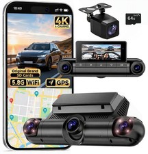 4K 360°4-Channel Dash Cam Front Rear LH RH GPS/64GB Card 5.8GHz Wi-Fi App picture