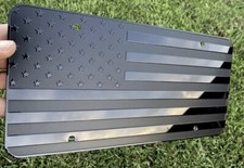 American Flag License Plate Matte Black USA Aluminum Tactical With Screws & Caps picture