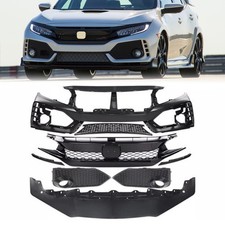 Type R Style Front Bumper Cover Kit w/ Grille & Lip Fit For Honda Civic 2016-21 picture