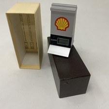Vintage Shell Oil Aluminum Block Mini Quartz Desk Clock Oil Rig Shape picture