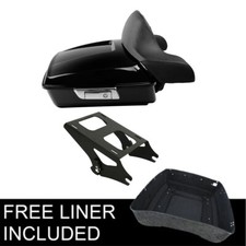 10.7'' Black Chopped Trunk Backrest Two Up Mount Fit For Harley Touring 2014-up picture