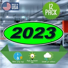 Windshield Oval Model Year Vinyl Stickers Black & Green - one dozen of same year picture